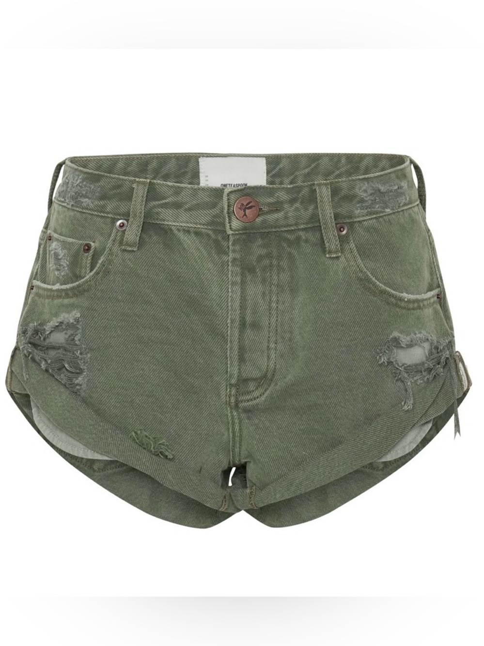 One Teaspoon Low Rise Bandits in Military Khaki